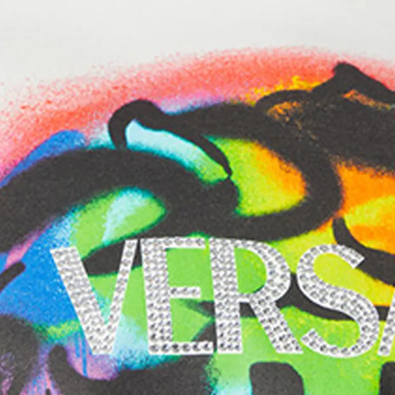 VERSACE Medusa Smiley Crystal T Shirt 'White/Multicolor'-4