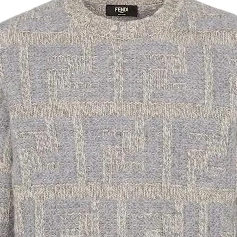 FENDI Monogrammed Crewneck Knitted Jumper-4