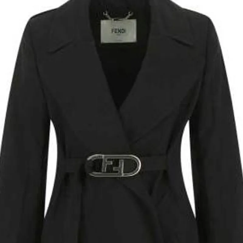 FENDI Trench Coats Women's Black-4