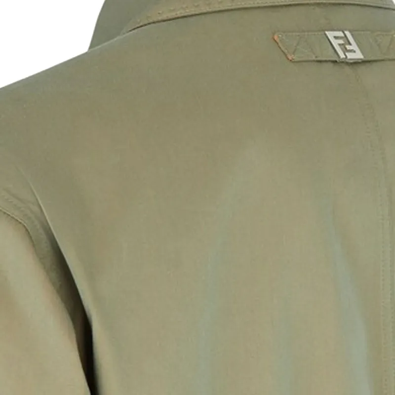 FENDI Green Coated Cotton Trench Coat Trench Coat Men's Green-3