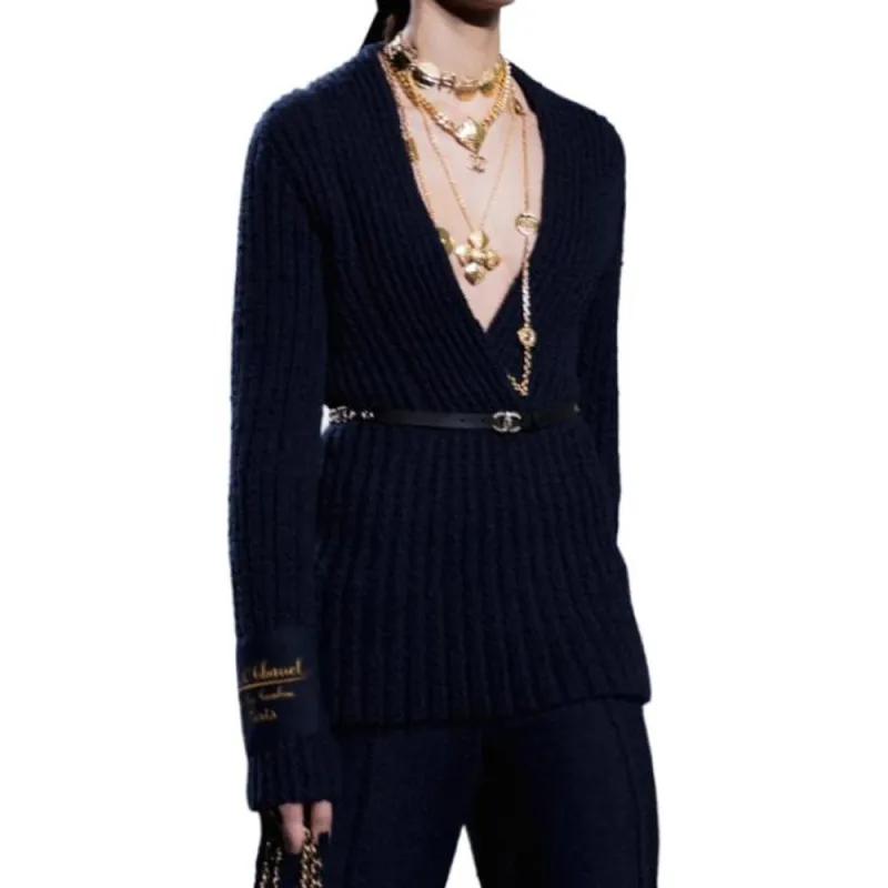 CHANEL Sweater Women's Dark Blue-1