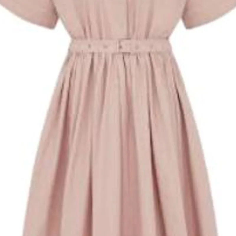 DIOR FW23 Mid Length Belted Macrocannage Dress Short Sleeved Dress Women's Pink-3