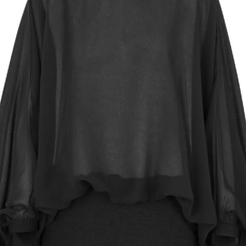 DIOR Flared Mid-Length Dress Long-Sleeved Dresses Women's Black-3