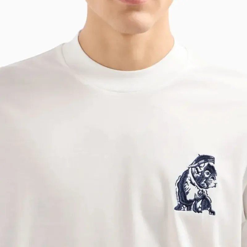 EMPORIO ARMANI Lyocell Blend jersey T shirt With French Bulldog Embroidery-3