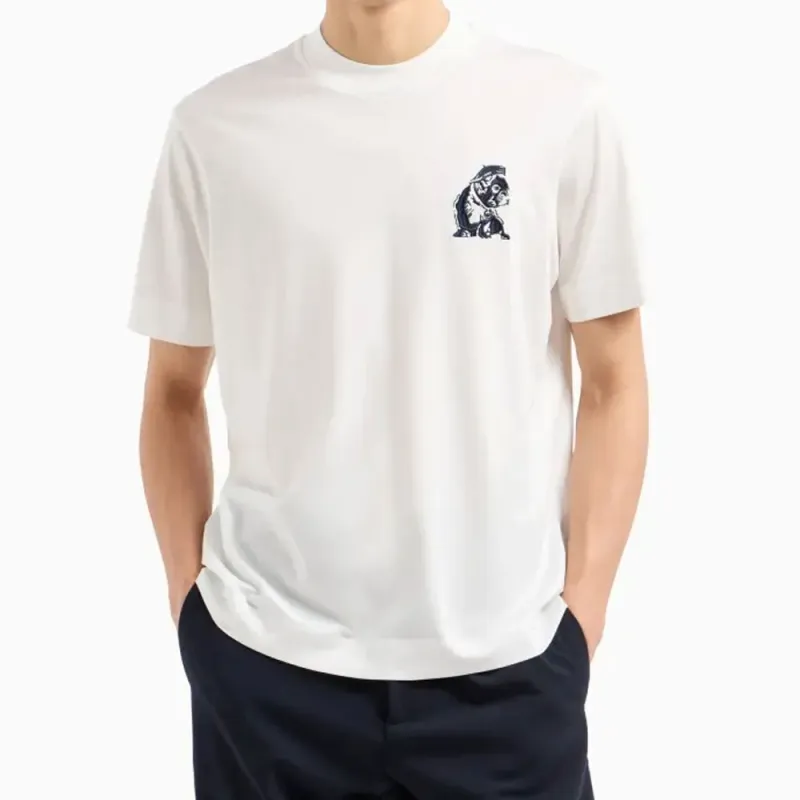 EMPORIO ARMANI Lyocell Blend jersey T shirt With French Bulldog Embroidery-1