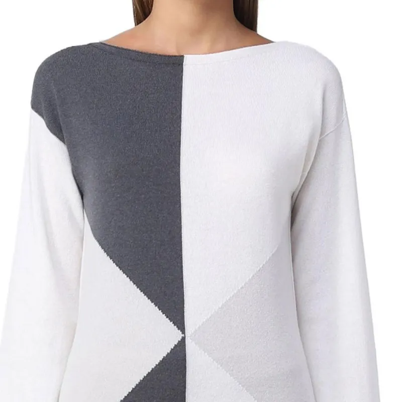 EMPORIO ARMANI Cashmere Sweaters Women's Gray White-2