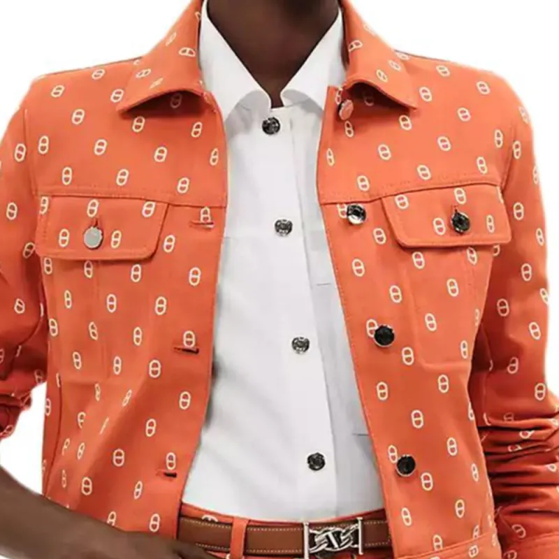 HERMES Denim Jacket Women's Orange-3