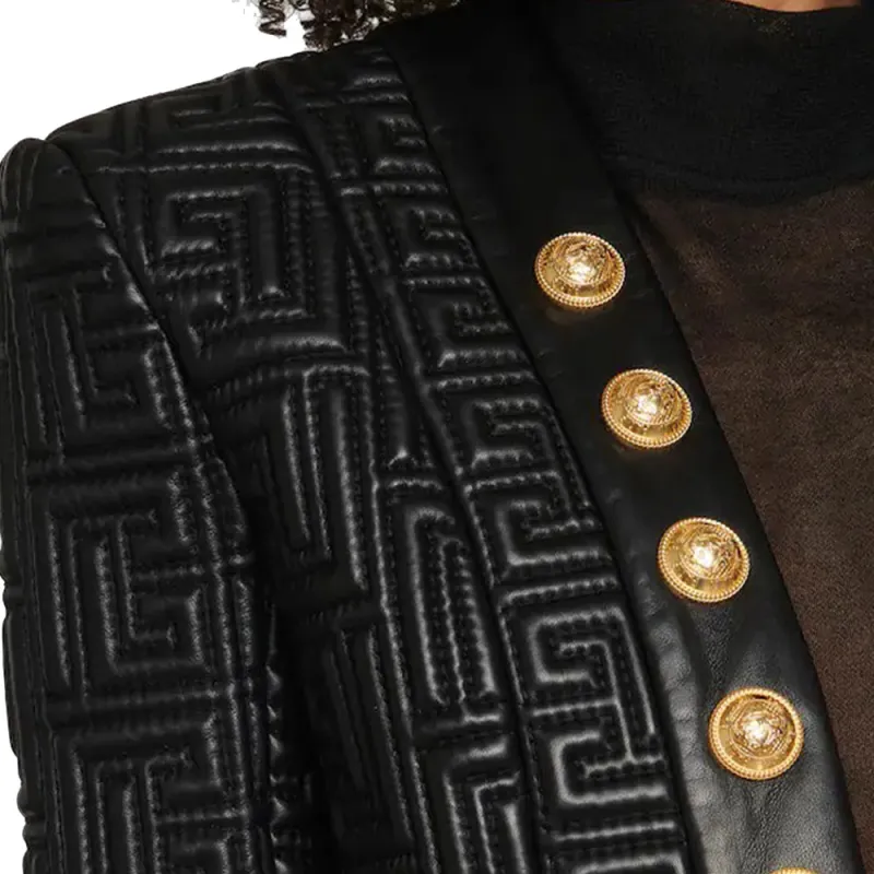 BALMAIN SS22 Leather Jackets Coats Women's Black-2