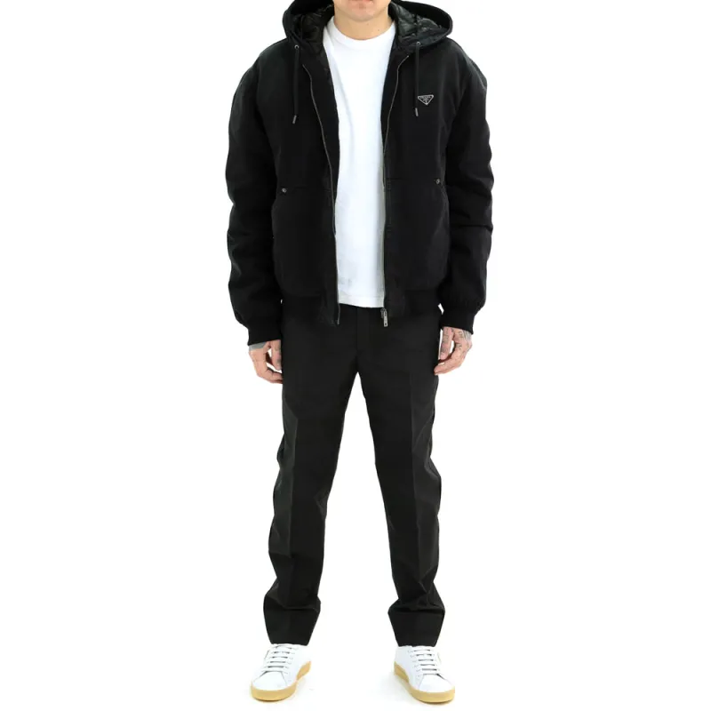 PRADA Zipped Denim Hooded Jacket-2