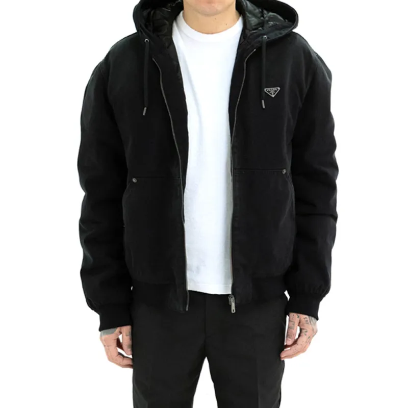 PRADA Zipped Denim Hooded Jacket-3