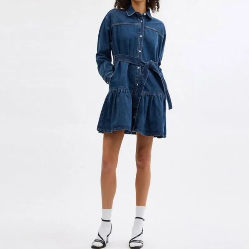 COACH SS24 Long Sleeved Dress Women's Dark Blue-1