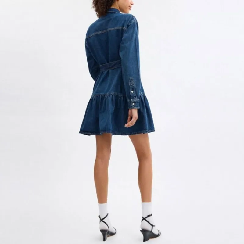 COACH SS24 Long Sleeved Dress Women's Dark Blue-2
