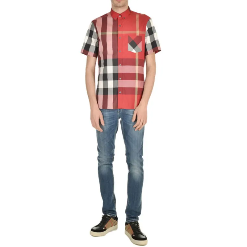 Burberry Shirts Men Red-2