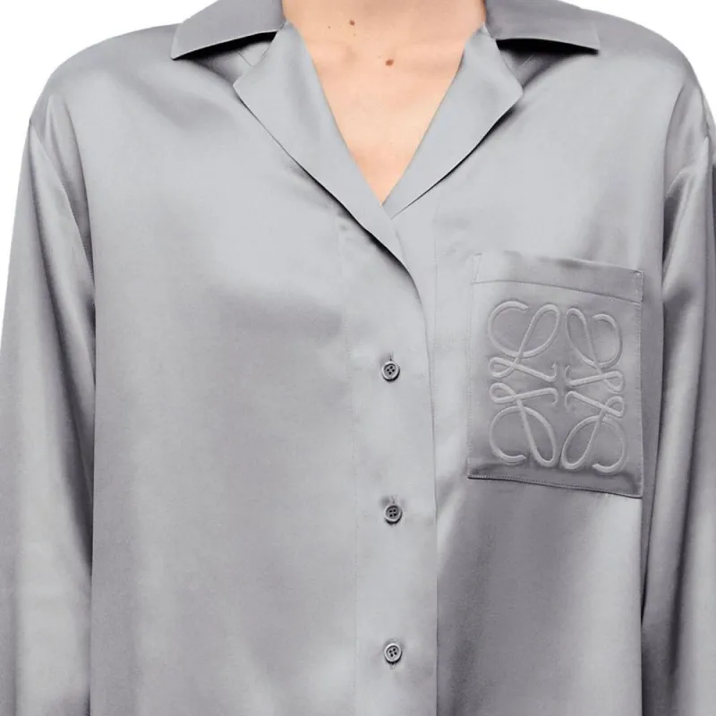 LOEWE Pyjama Blouse In Silk Shirt Women's Mouse Grey-2