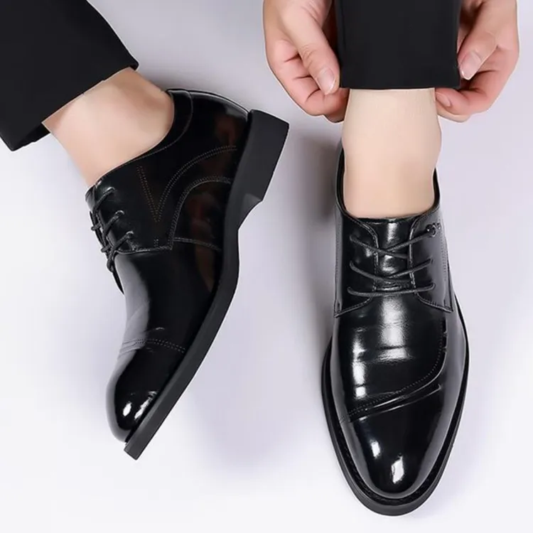 GZZ Dress Shoes Men Low Top Black-7
