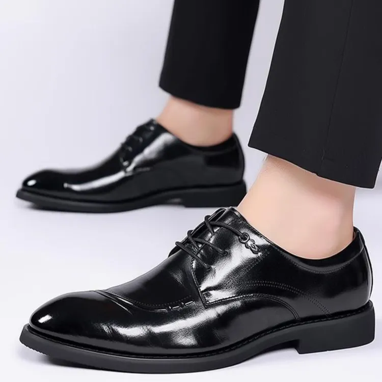 GZZ Dress Shoes Men Low Top Black-6