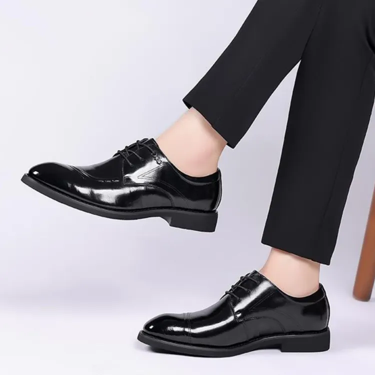 GZZ Dress Shoes Men Low Top Black-5