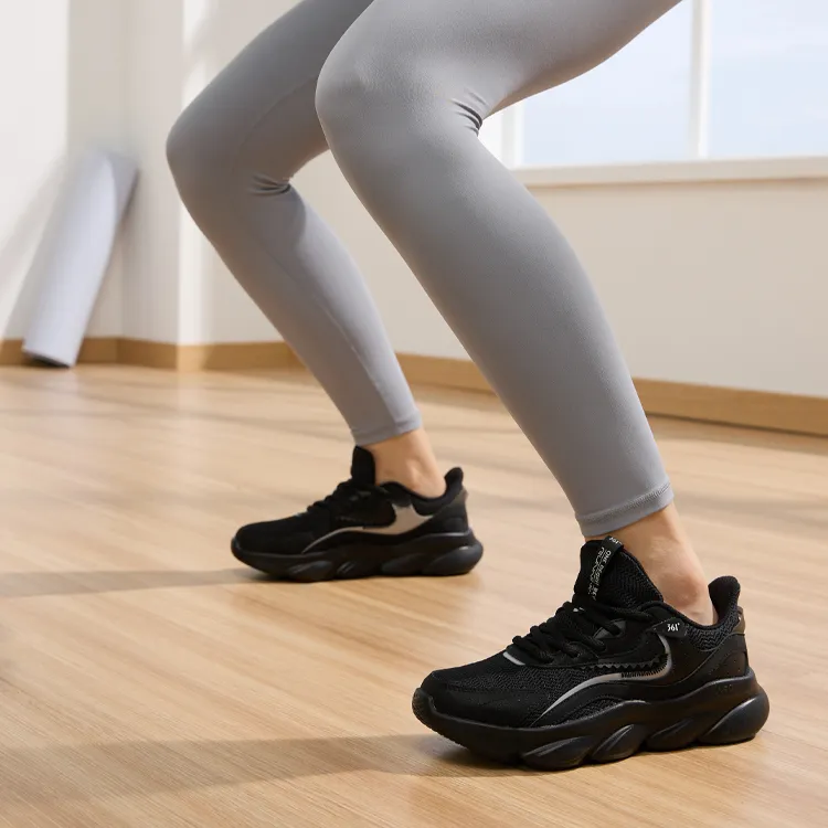 361° Cushioning, Slip Resistant, And Abrasion Resistant Low Top Casual Running Shoes Women's Obsidian Black-6