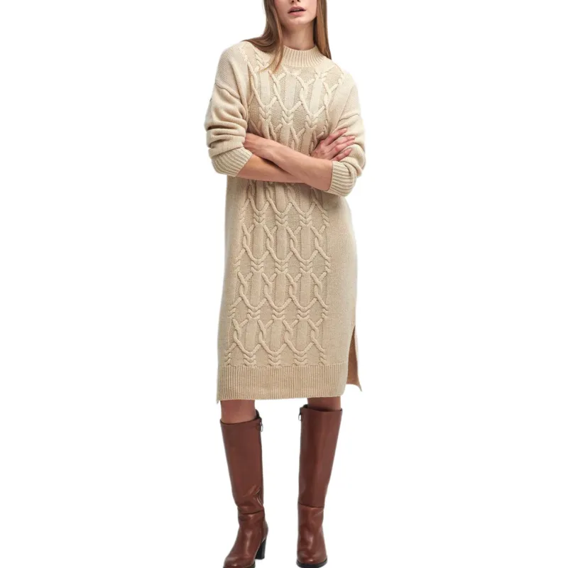 BARBOUR FW24 Long-Sleeved Dresses Women's White Pepper Color-1