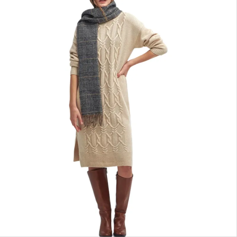 BARBOUR FW24 Long-Sleeved Dresses Women's White Pepper Color-2