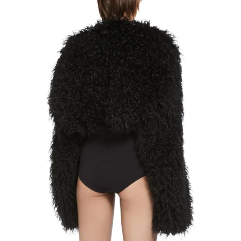 SportMax Open Front Faux Fur Cropped Jacket-2