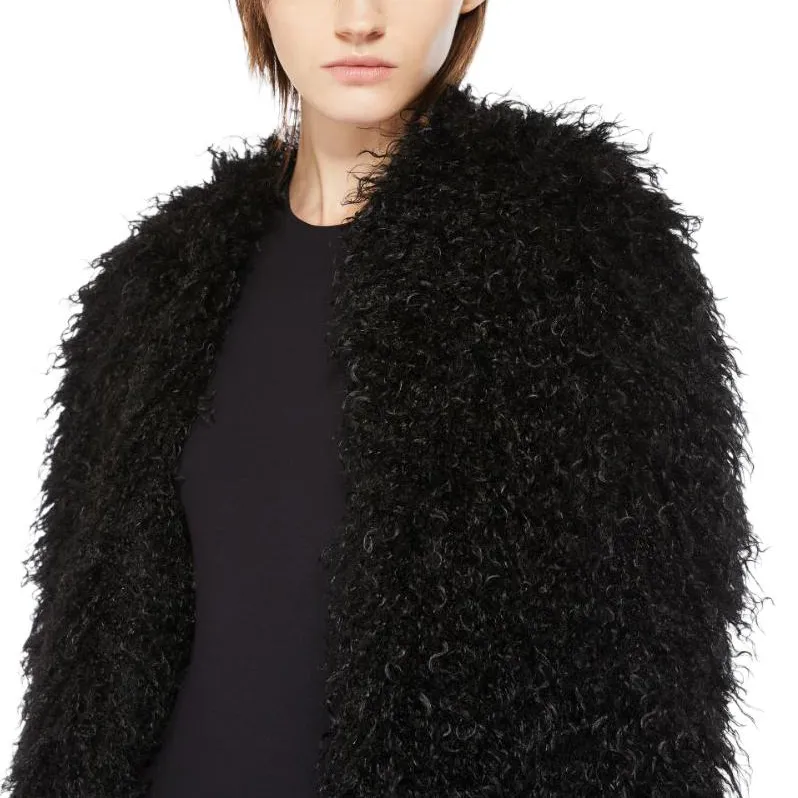 SportMax Open Front Faux Fur Cropped Jacket-4