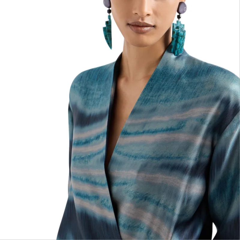 GIORGIO ARMANI Abstract pattern Silk Maxi Dress-4