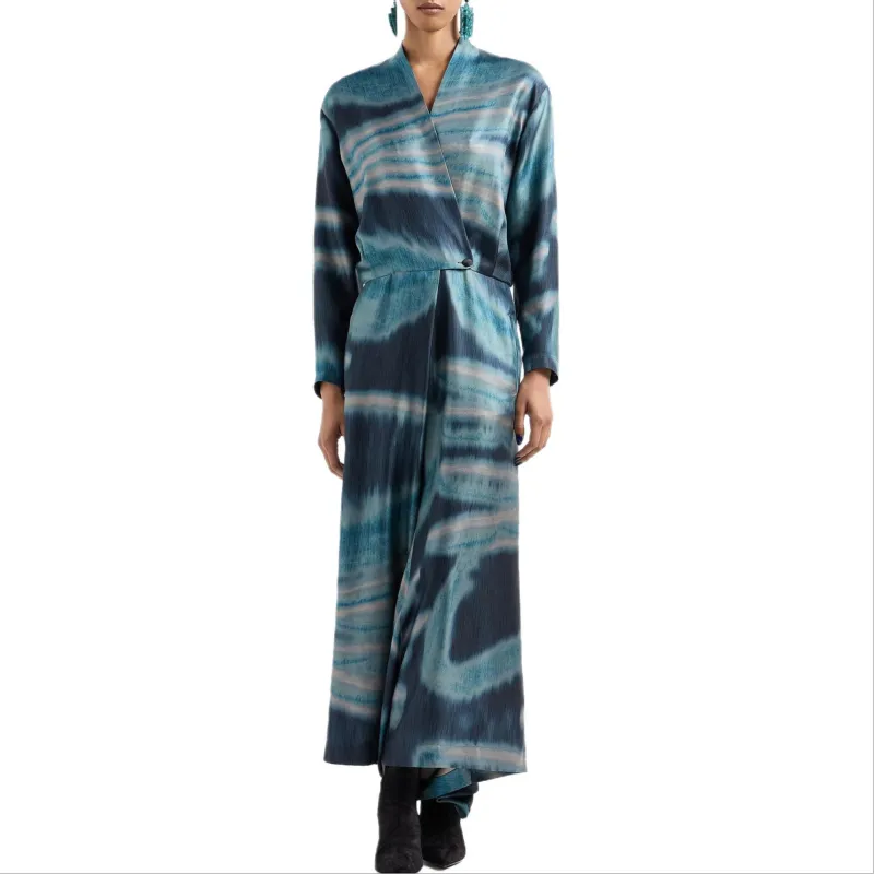 GIORGIO ARMANI Abstract pattern Silk Maxi Dress-1