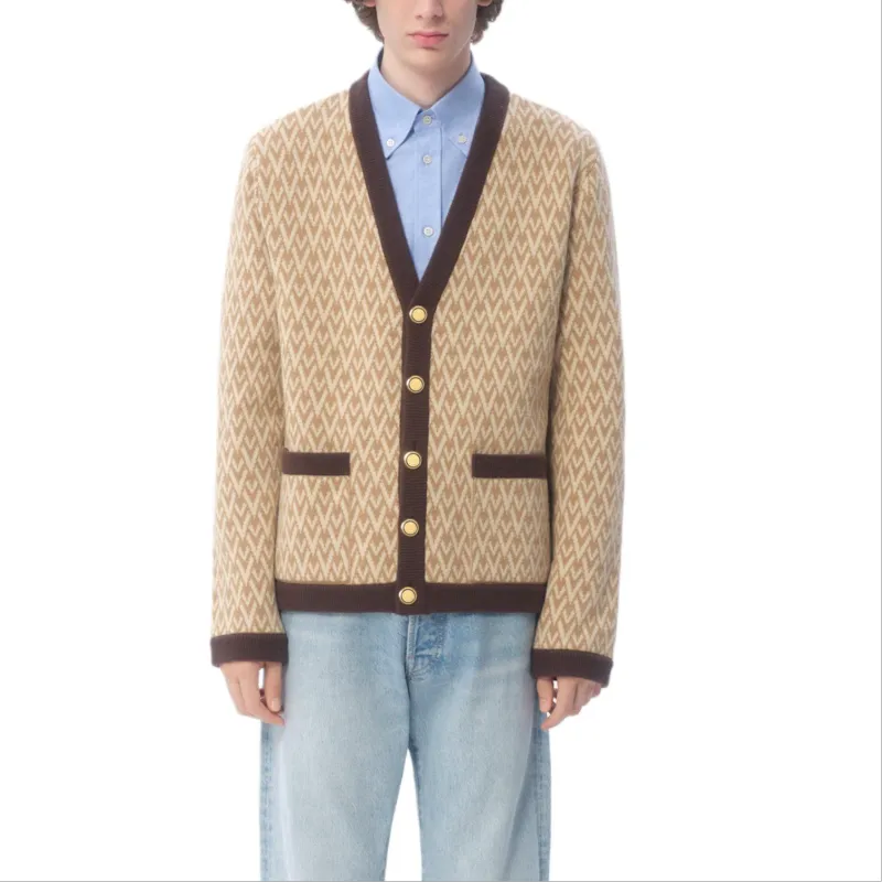 Valentino Toute La V Patterned Straight Hem Cardigan-1