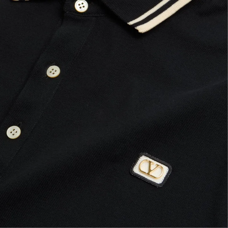 Valentino Logo Embroidered Straight Hem Polo Shirt-8