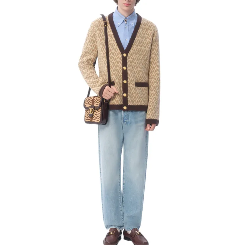 Valentino Toute La V Patterned Straight Hem Cardigan-2