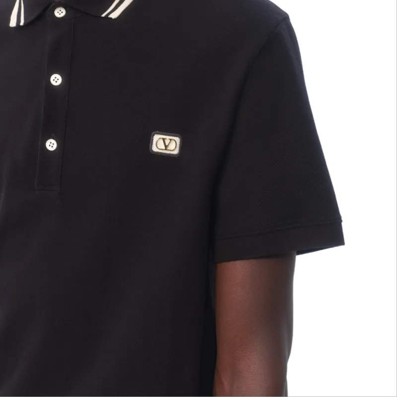 Valentino Logo Embroidered Straight Hem Polo Shirt-5