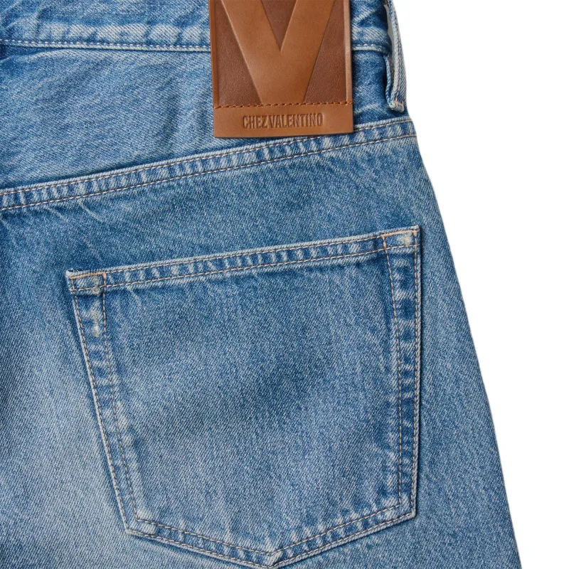 Valentino Logo Patch Straight Leg Jeans-7