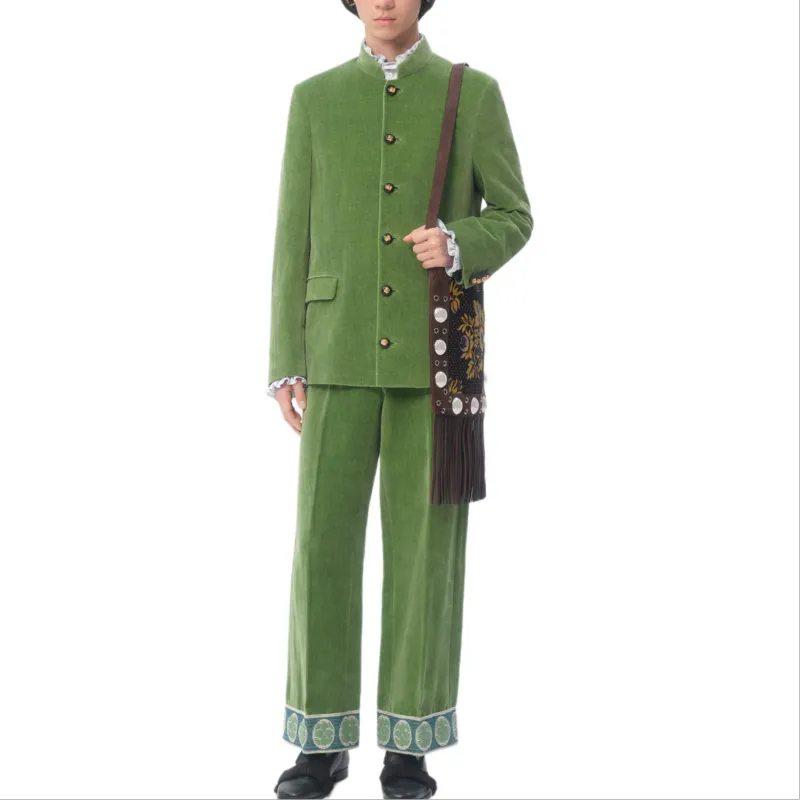 Valentino Straight Leg Velvet Trousers-3