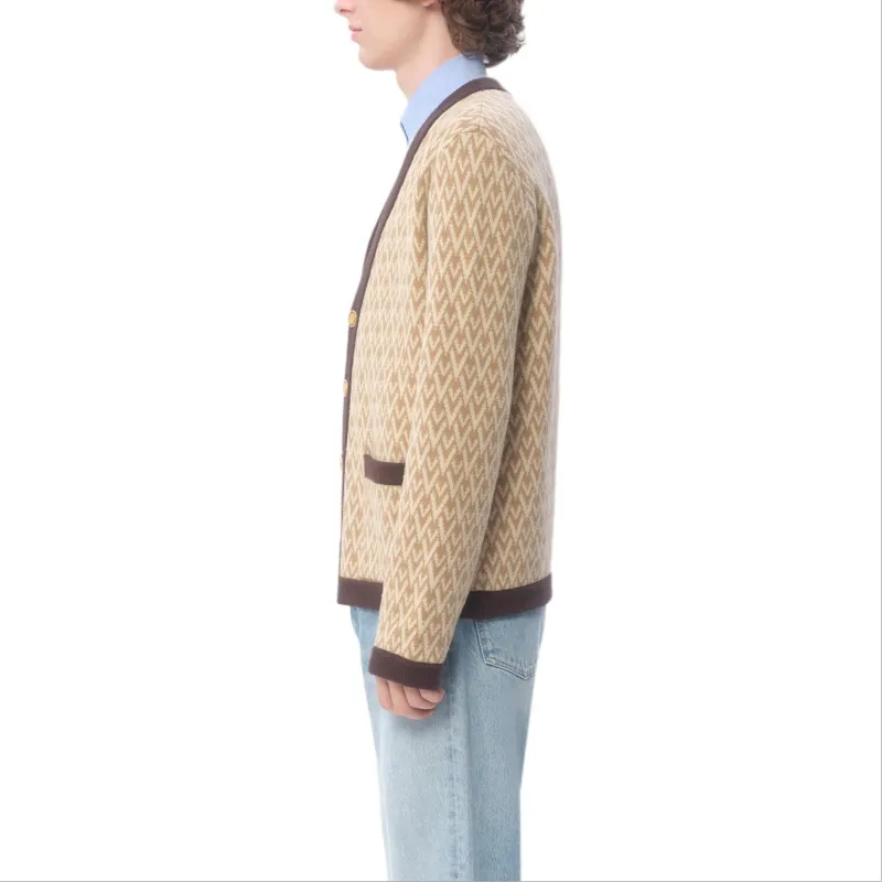 Valentino Toute La V Patterned Straight Hem Cardigan-5