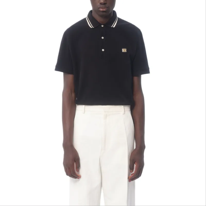 Valentino Logo Embroidered Straight Hem Polo Shirt-1