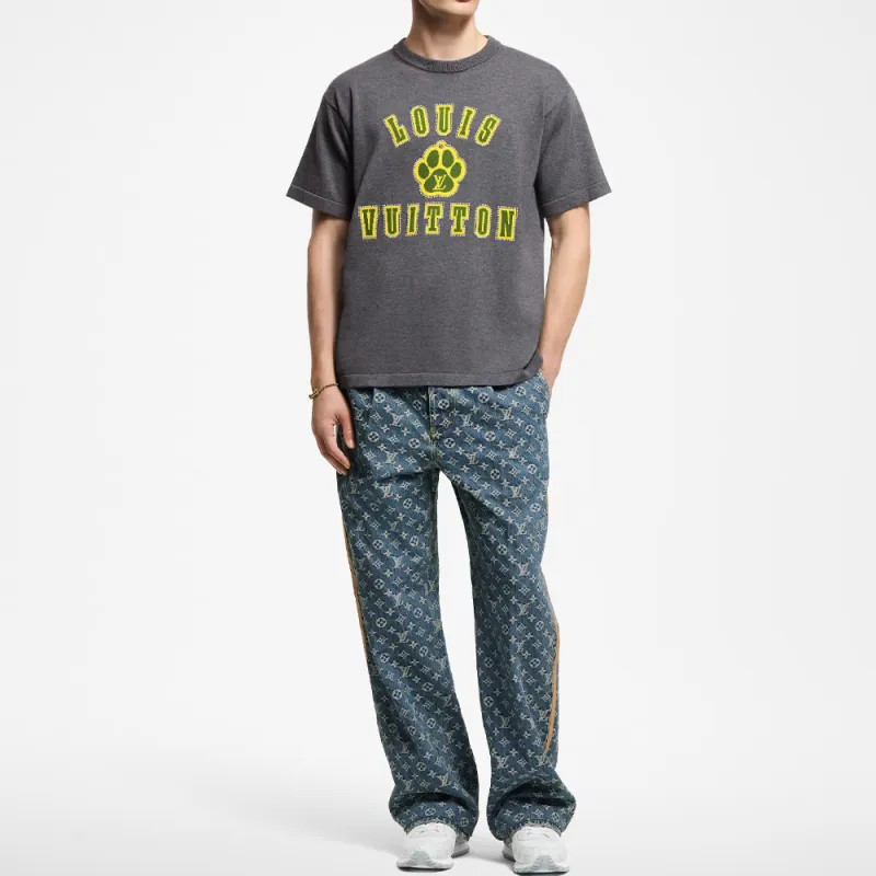 LOUIS VUITTON Embellished Short Sleeved Cotton Crewneck-3