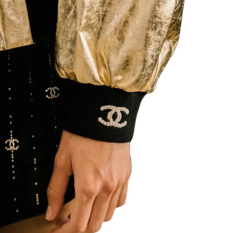 CHANEL SS23 Leather Jacket Women's Gold-3