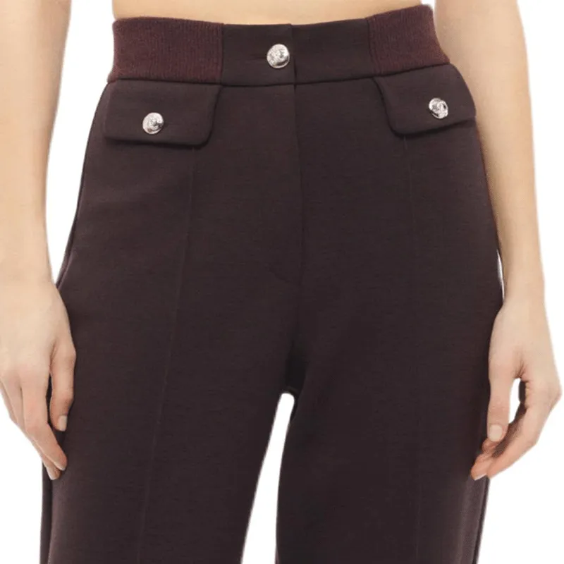 CHANEL Knitted Sports Pants Women's Dark Brown-1