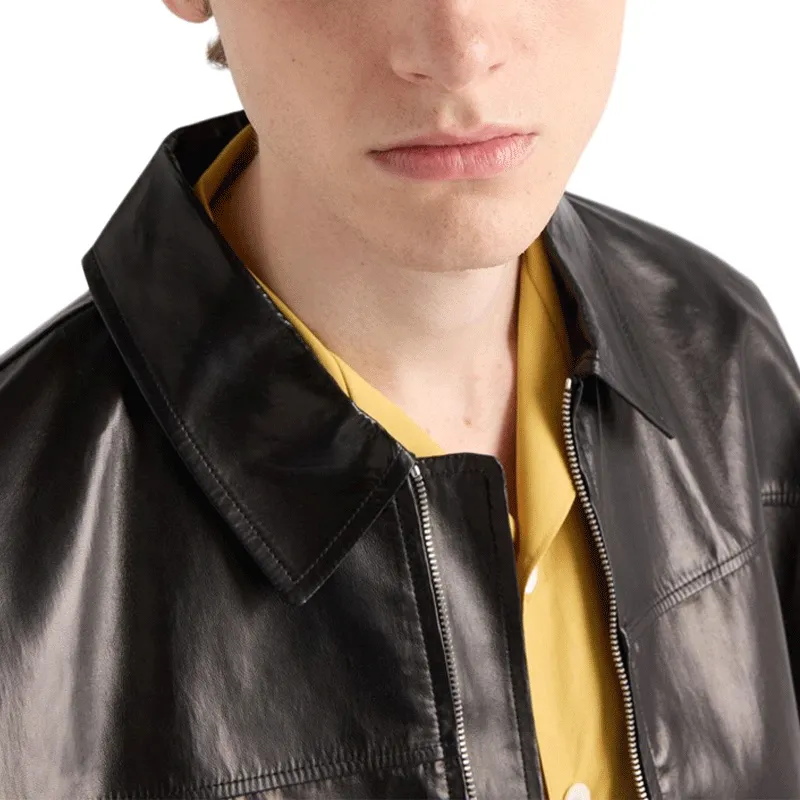 PRADA Leather Bomber Jacket-3