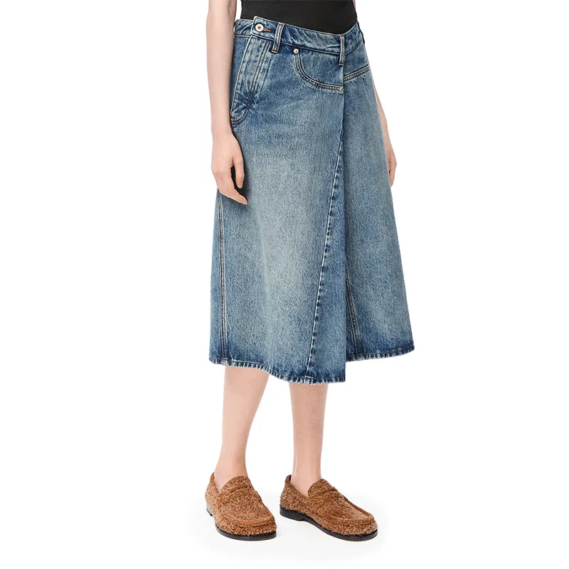 LOEWE Deconstructed Skirt 'Washed Denim'-2