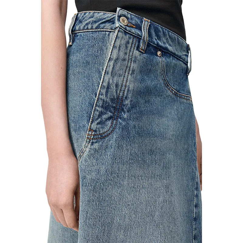 LOEWE Deconstructed Skirt 'Washed Denim'-4