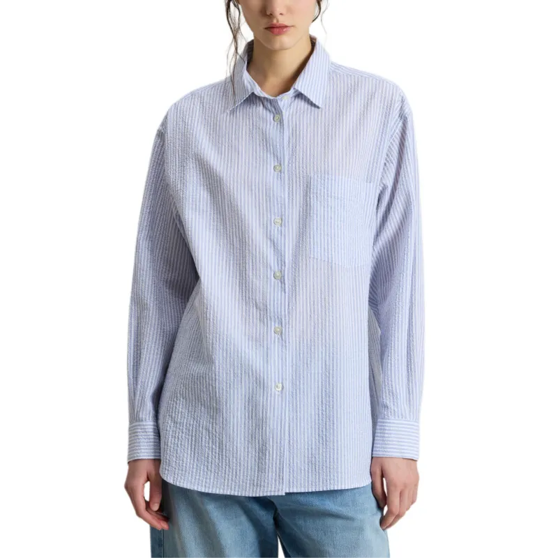 WOOLRICH Pinstriped Curved Hem Shirt-1