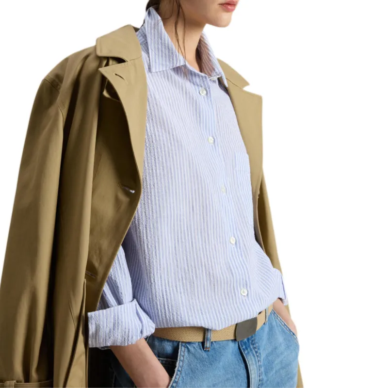 WOOLRICH Pinstriped Curved Hem Shirt-4