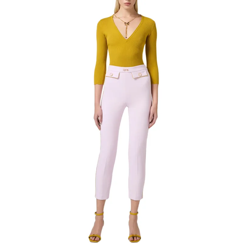 Elisabetta Franchi Necklace detail Ribbed Top-1