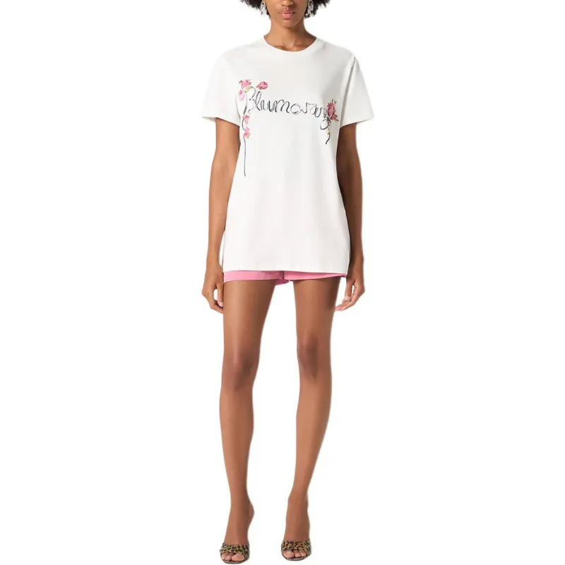 Blumarine Rhinestone logo T shirt-2