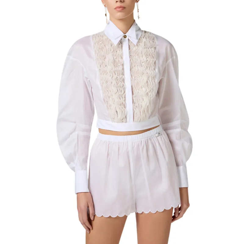 Elisabetta Franchi Ruffle detail Cotton Shirt-1