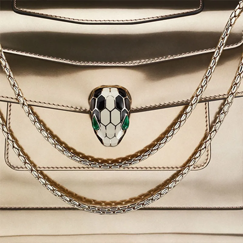 BVLGARI Serpenti Forever Cow Leather Chain Bag Crossbody Bag Shoulder Bag Women's Light Gold-3