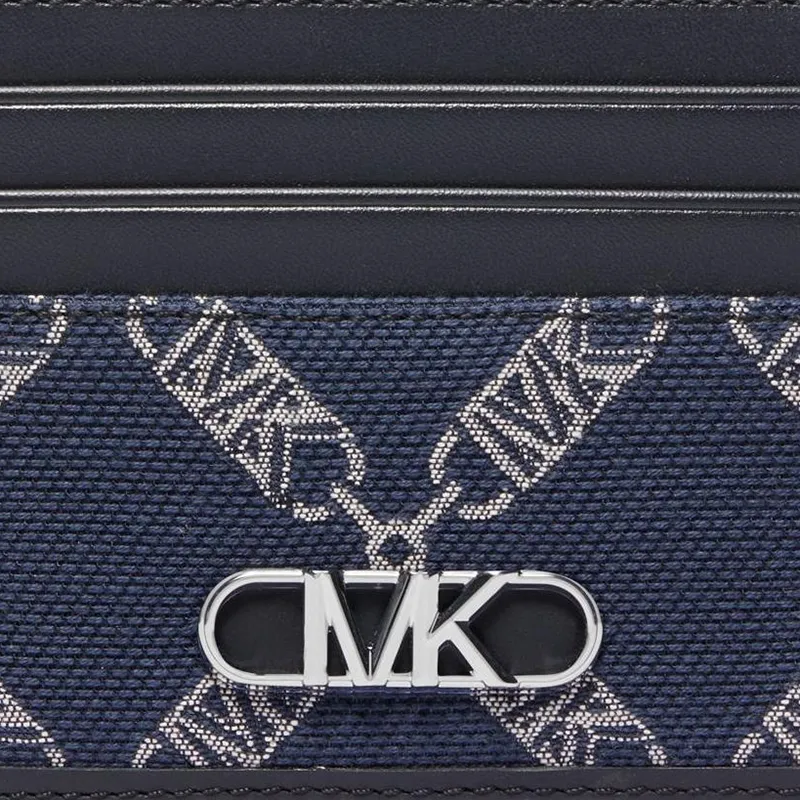 MICHAEL KORS Hudson Fabric+Artificial Leather Card Holder Men's Marine Blue-2