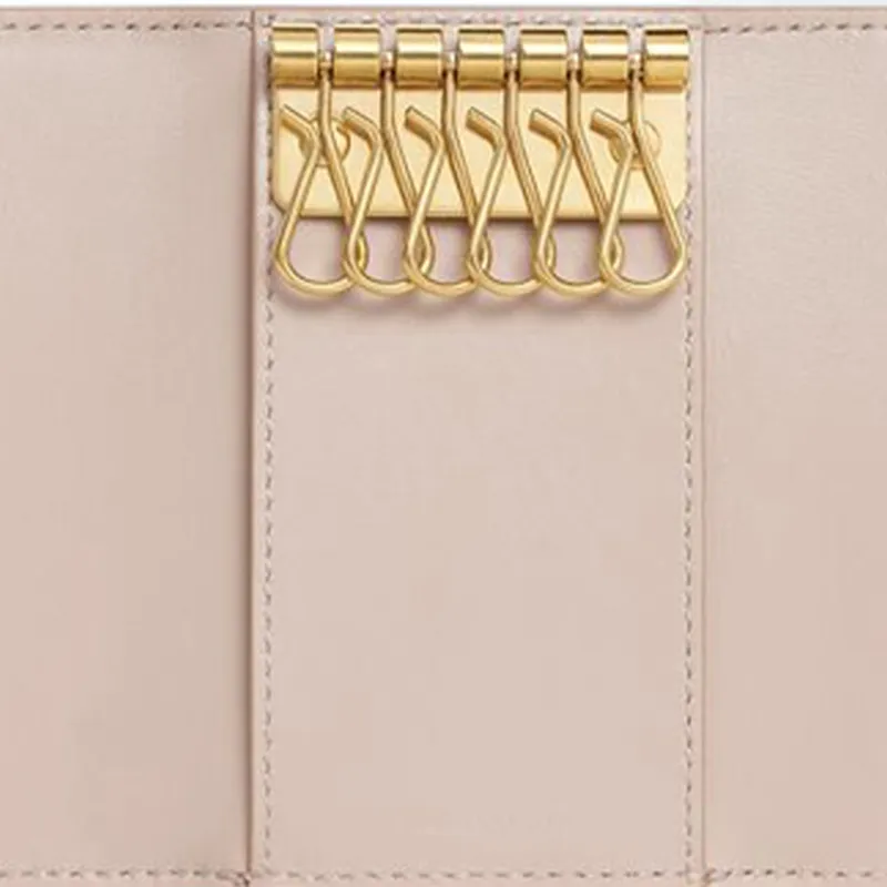 CELINE Grained Calfskin Key Pouch Women's Nude/Pink-5